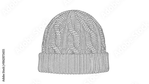 Knit beanie hat illustration on white background