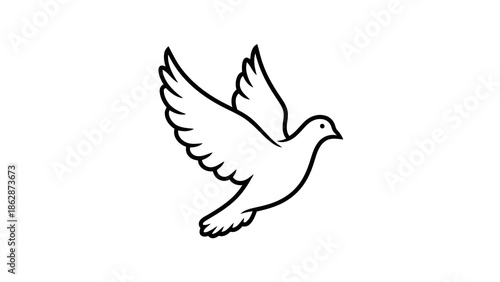 Simple black and white dove illustration
