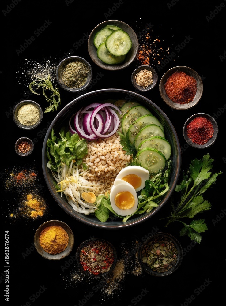 custom made wallpaper toronto digitalColorful, healthy bowl with various spices and vegetables