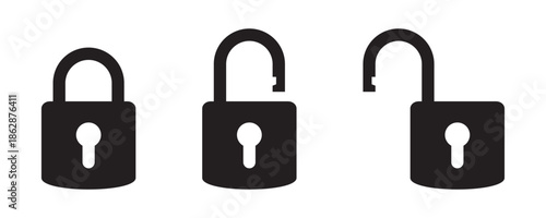 Padlock Icon, Security Symbol with Locked and Unlocked States for Web and App Design