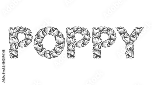 Poppy flower typography design element
