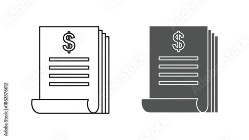 Set of two invoice icons representing financial records and documents