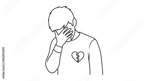 Man with broken heart feeling sad and depressed