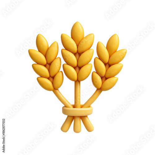 3d wheat stalk icon for agriculture and organic bakery
