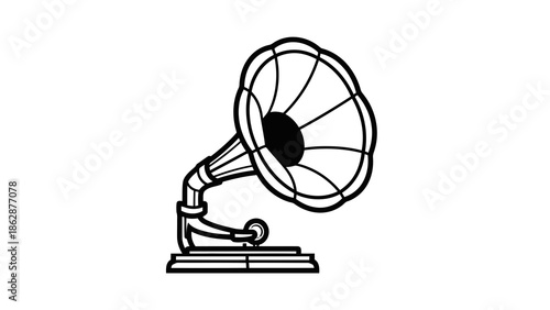 Vintage gramophone illustration on white background