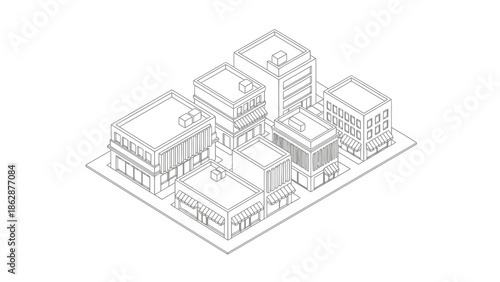 Modern commercial building complex with multiple structures