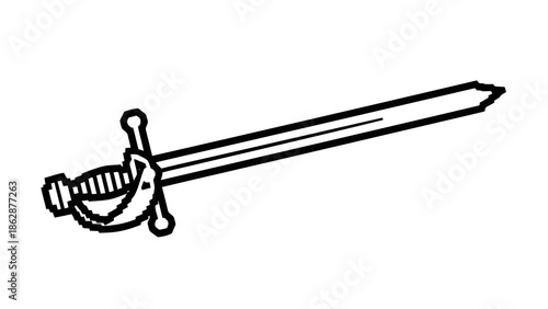 Medieval sword with scabbard illustration