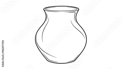 Simple line drawing of a vase on white background