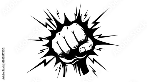 Punching fist with explosive energy