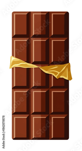 Close-Up of a Rich Chocolate Bar Wrapped in Gold.