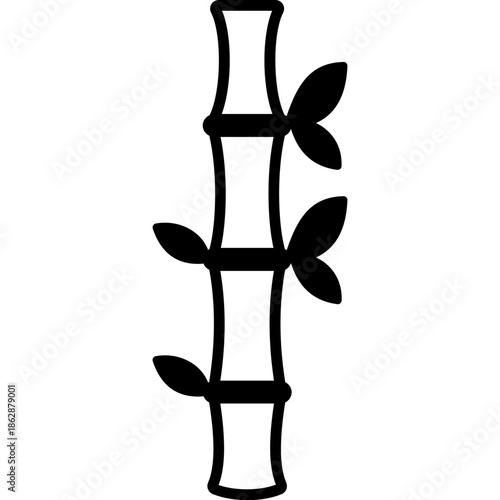 Bamboo Glyph Icon for Chinese New Year, Traditional Lucky Plant and Festival Symbol