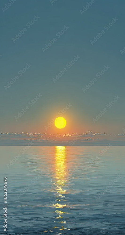 Obraz premium Calm sunset over a tranquil ocean