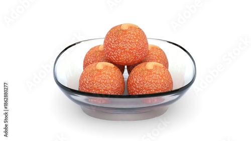 Bundi laddu in a glass bowl