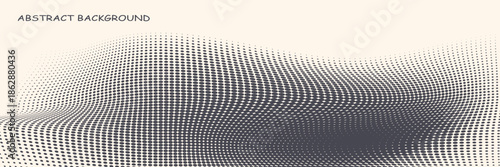 Modern Halftone Checkered Pattern Vector Rounded Square Dots Horizontal Smooth Curved Border Black Abstract Background. EPS10, WEBSITE