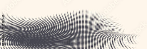 Modern Halftone Checkered Pattern Vector Rounded Square Dots Horizontal Smooth Curved Border Black Abstract Background.