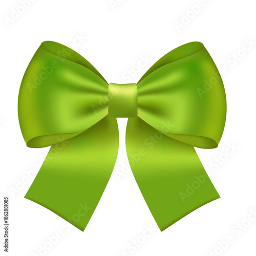 bow made of green ribbon without background