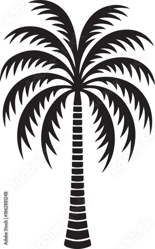 A striking silhouette of a betel nut tree against a blank background