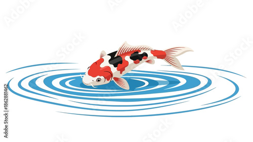 Koi fish swimming in ripples of water