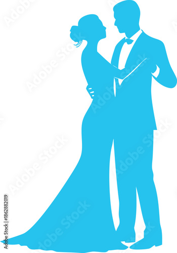 A silhouette of a couple elegantly dancing closely in formal attire high quality
