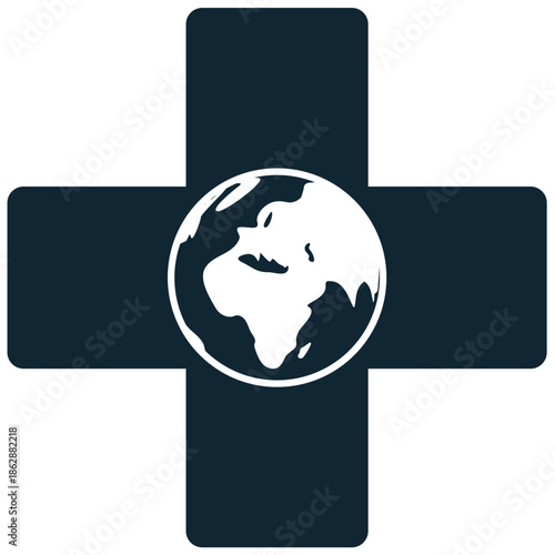 International aid icon vector for global charity. Ideal for cross-border support, world peace missions, map locations, and helping foreign nations.