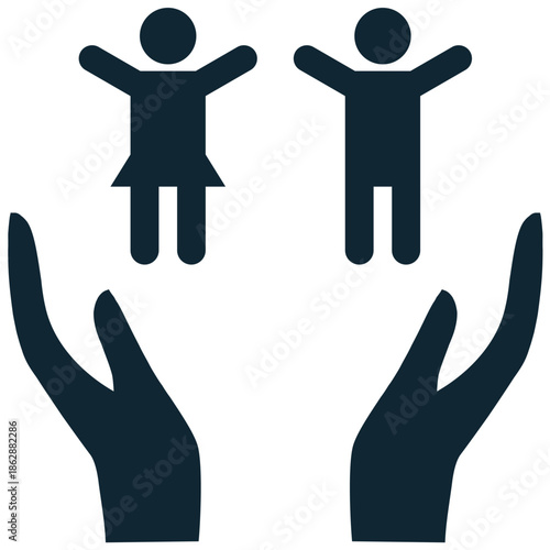 Childcare icon vector for kindergarten apps. Ideal for parenting, babysitting, nursery schools, early education, and happy playing kids.