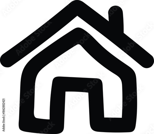 Hand drawing Web home flat icon for apps and websites 