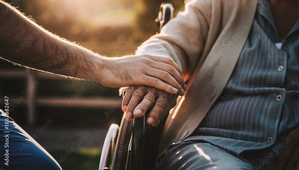 Obraz premium Empathetic touch a symbol of intergenerational care and loving support for the elderly