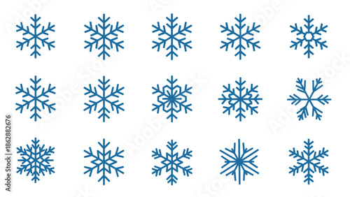 Snowflake Icon Set – Winter Snow Crystal Weather Vector Collection