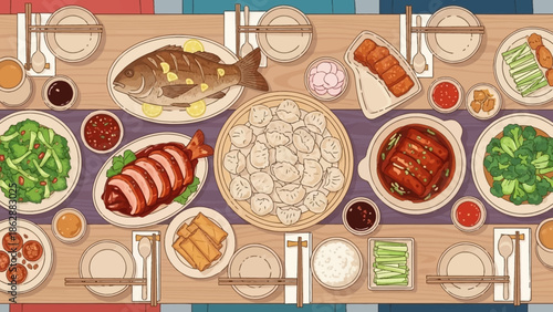 Delicious Asian Feast with Dumplings and Roasted Meats