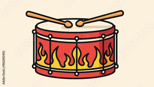 Drum with fire design