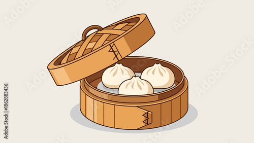 Steamed Dumplings in Bamboo Steamer