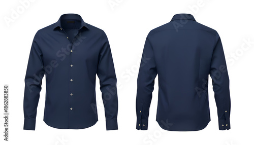 Long sleeve shirt mockup with front and back views in one image. Ideal for complete apparel presentation and branding needs.