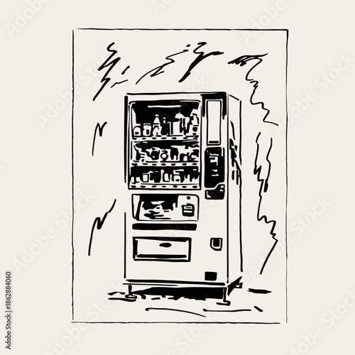 Artistic sketch of a vintage vending machine