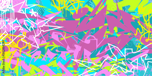Cool Colorful Abstract Urban Style Hiphop Graffiti Street Art Vector Illustration Background