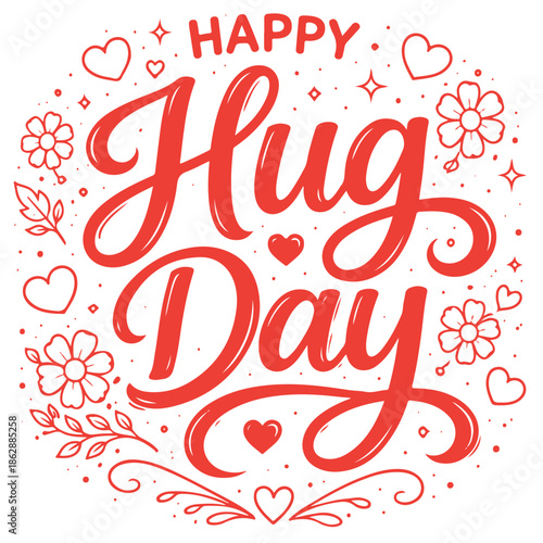 Hug day t-shirt vector illustration 