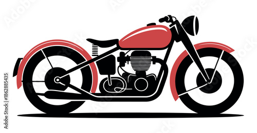 Classic red motorcycle design is isolated on a bright white background for.