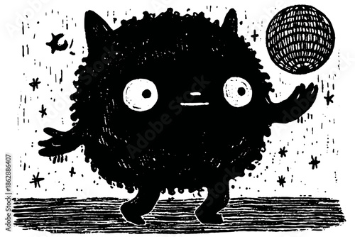 Whimsical Character Grooving Under Disco Ball