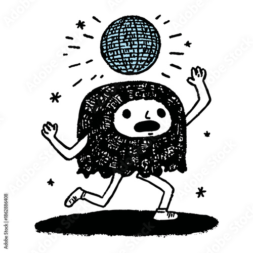 Whimsical Character Grooving Under Disco Ball