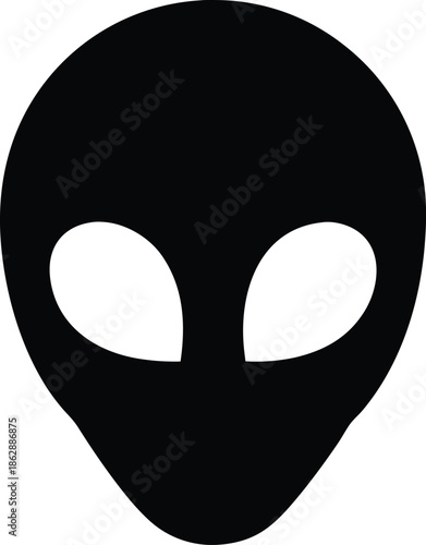alien head silhouette vector illustration on transparent background