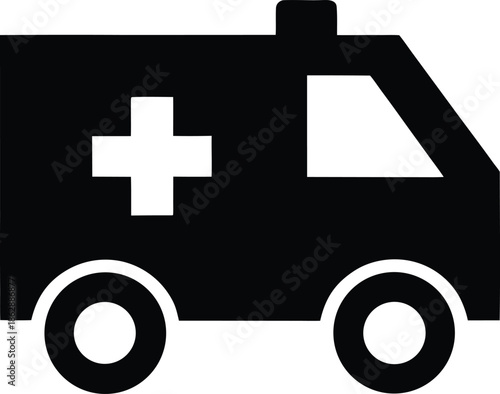 ambulance silhouette vector illustration on transparent background