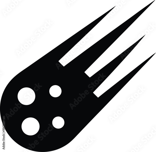 comet silhouette vector illustration on transparent background