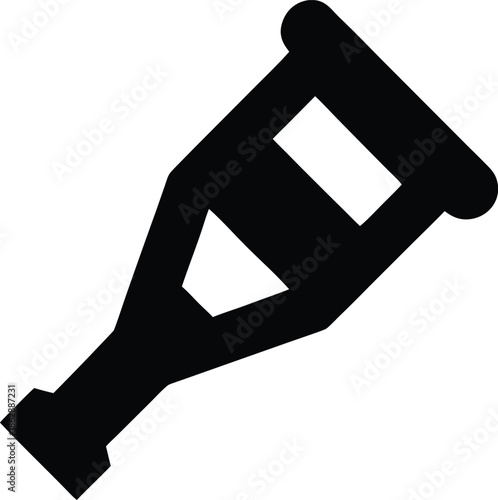 crutch silhouette vector illustration on transparent background