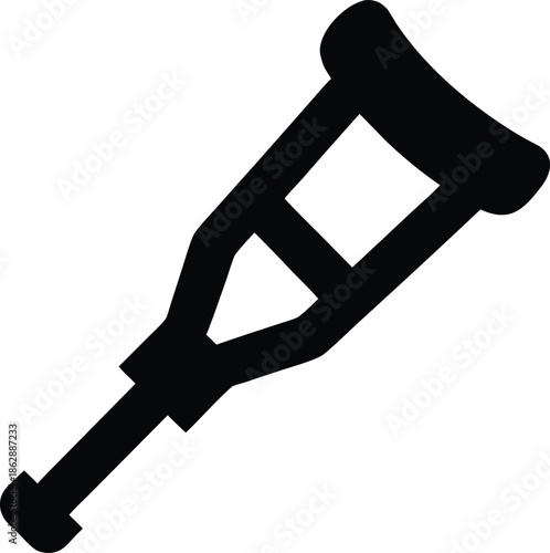 crutch silhouette vector illustration on transparent background