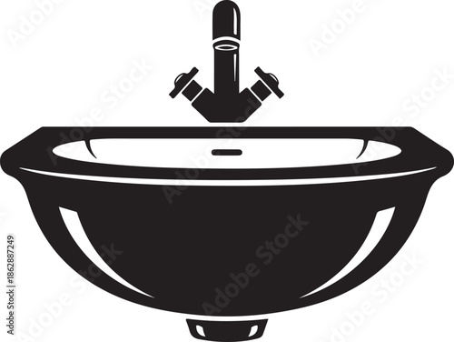 Classic bathroom sink with elegant faucet, a staple fixture for modern homes