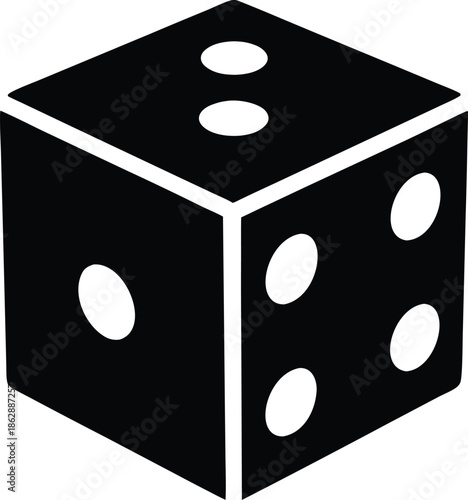 dice six silhouette vector illustration on transparent background