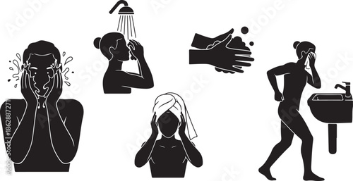 Daily personal hygiene routine: various actions for cleanliness and self-care