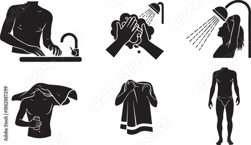 Daily personal hygiene routine: steps for washing, showering, and drying for cleanliness