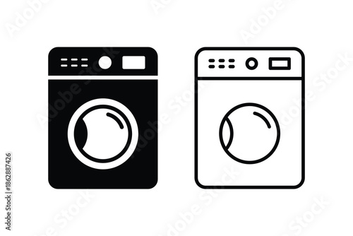 Washing machine icon. Washer vector icon. Washer flat and line sign design. Wash machine symbol pictogram