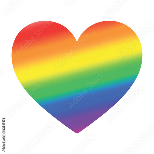 Rainbow gradient heart symbol illustration with vibrant stripes and smooth edges.