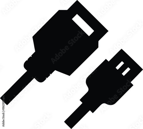 hdmi cable silhouette vector illustration on transparent background